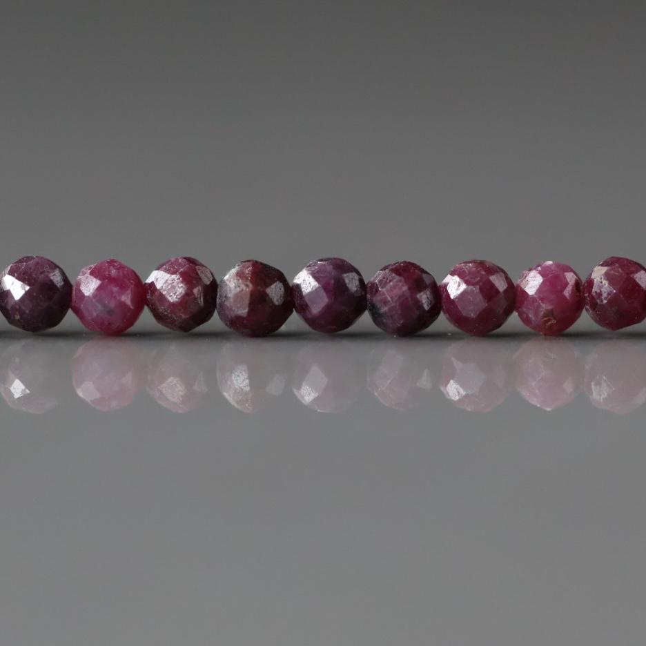 3mm Ruby Beads – Faceted Round Micro Gemstone 15" Strand