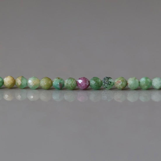 3mm Natural Ruby Fuchsite Micro Faceted Beads Genuine Small Green Beads 15" Gemstone Beads for Jewelry Making Beading Gift for Crafter