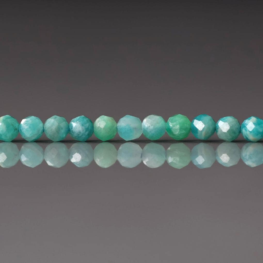 3mm Russian Amazonite Faceted Beads Strand 7" Blue Green Amazonite Genuine Gemstone Beads for Jewelry Making Beading Craft Gift Beads