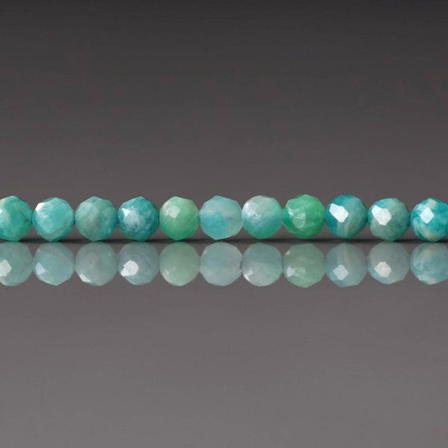 3mm Russian Amazonite Faceted Beads Strand 7" Blue Green Amazonite Genuine Gemstone Beads for Jewelry Making Beading Craft Gift Beads