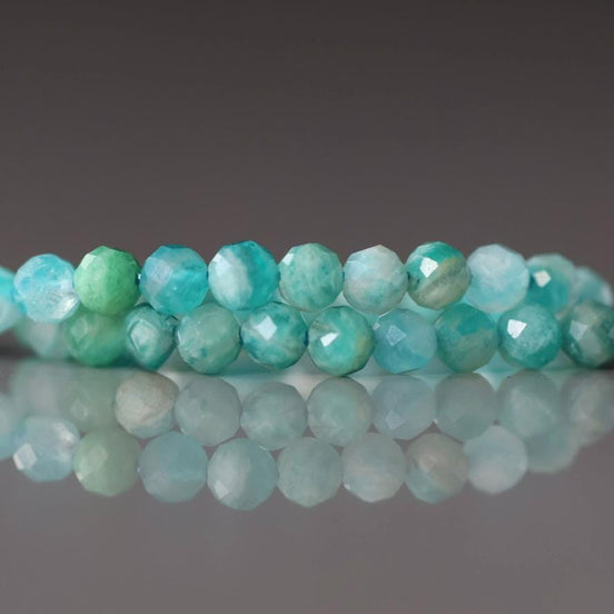 3mm Russian Amazonite Faceted Beads Strand 7" Blue Green Amazonite Genuine Gemstone Beads for Jewelry Making Beading Craft Gift Beads
