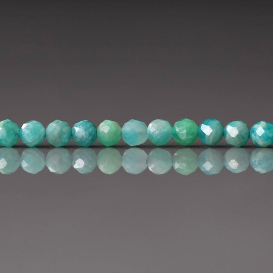 3mm Russian Amazonite Beads – Faceted Round Micro Gemstone 7" Strand