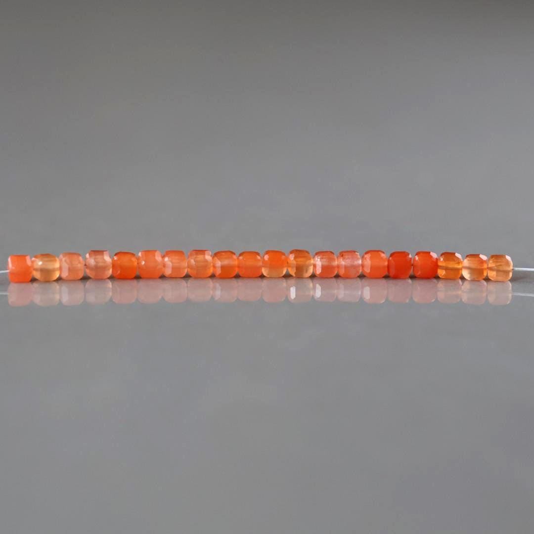 3mm Salmon Agate Cube Beads – Faceted Cube Micro Gemstone - 20 pcs