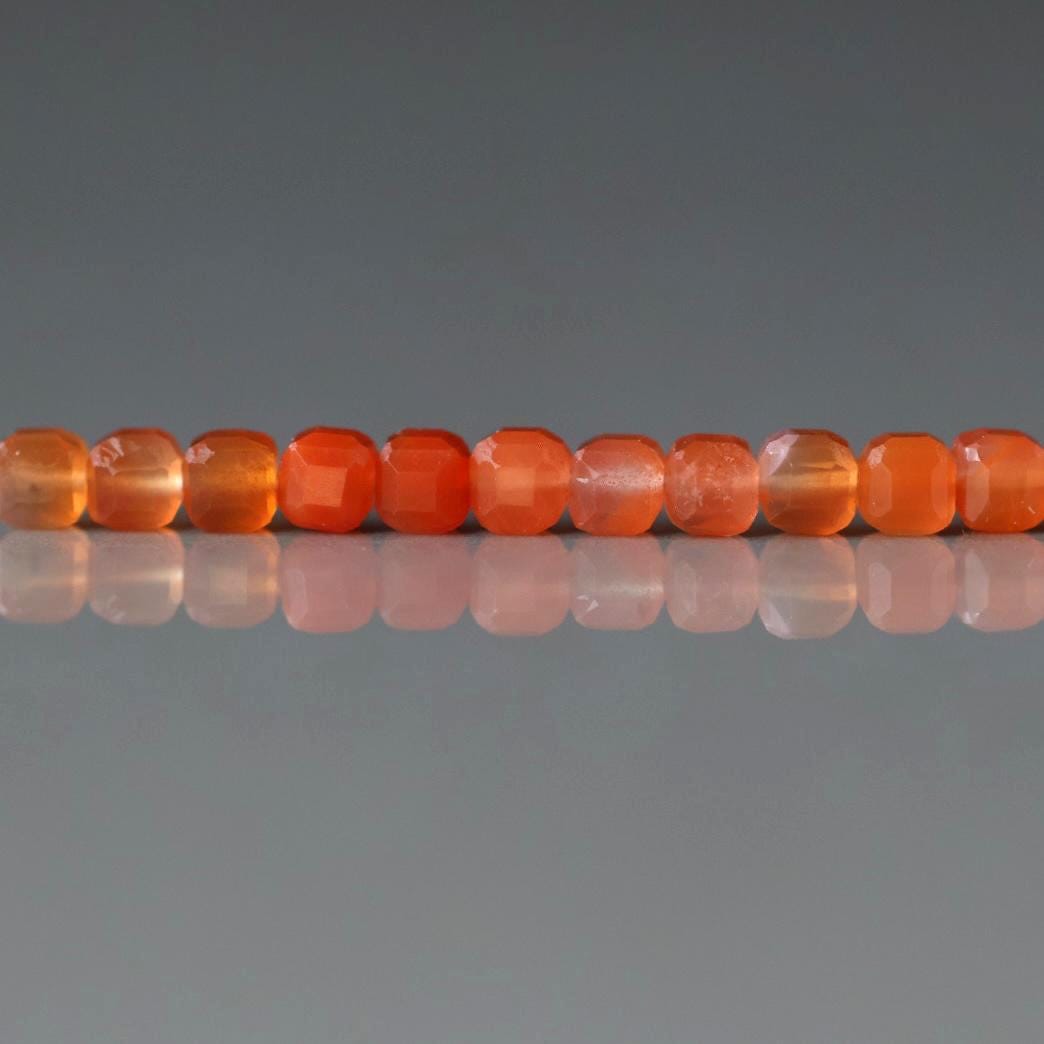 3mm Salmon Agate Cube Beads – Faceted Cube Micro Gemstone - 20 pcs