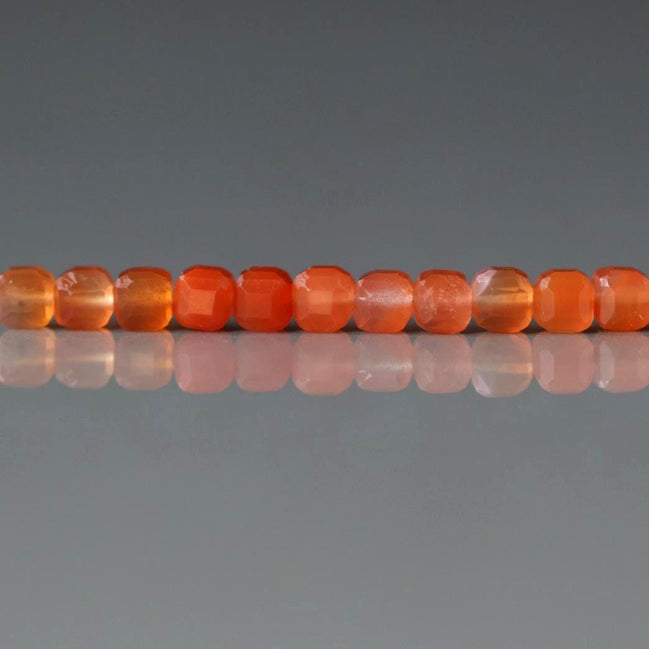 3mm Salmon Agate Cube Beads – Faceted Cube Micro Gemstone - 20 pcs