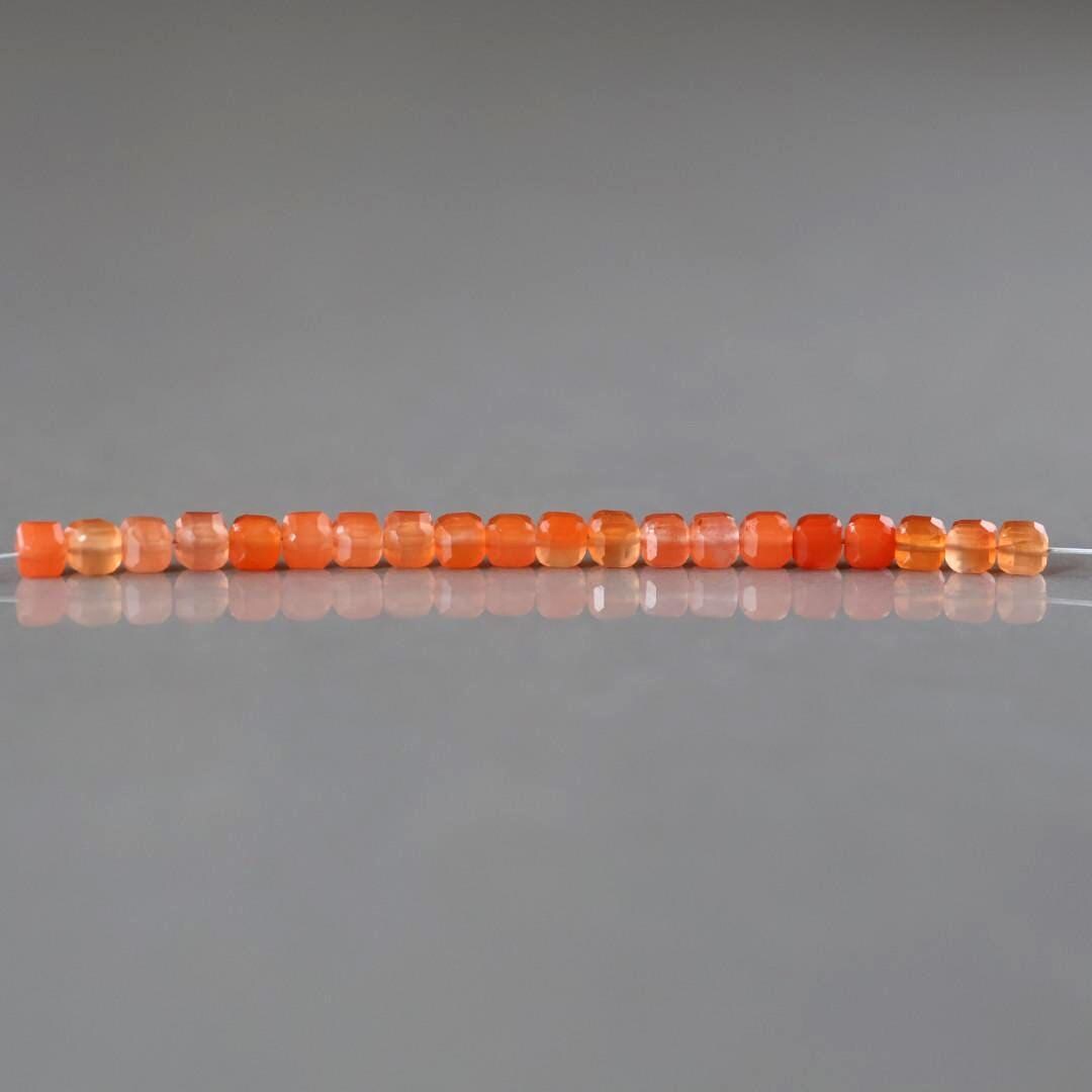 3mm Salmon Agate Cube Beads – Faceted Cube Micro Gemstone - 20 pcs