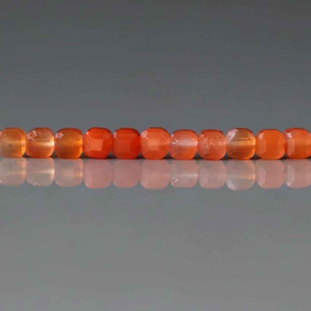 3mm Salmon Agate Cube Beads – Faceted Cube Micro Gemstone - 20 pcs