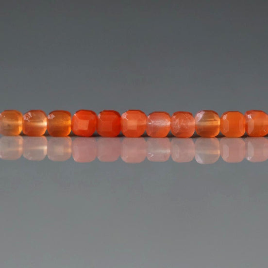 3mm Salmon Agate Cube Beads – Faceted Cube Micro Gemstone - 20 pcs