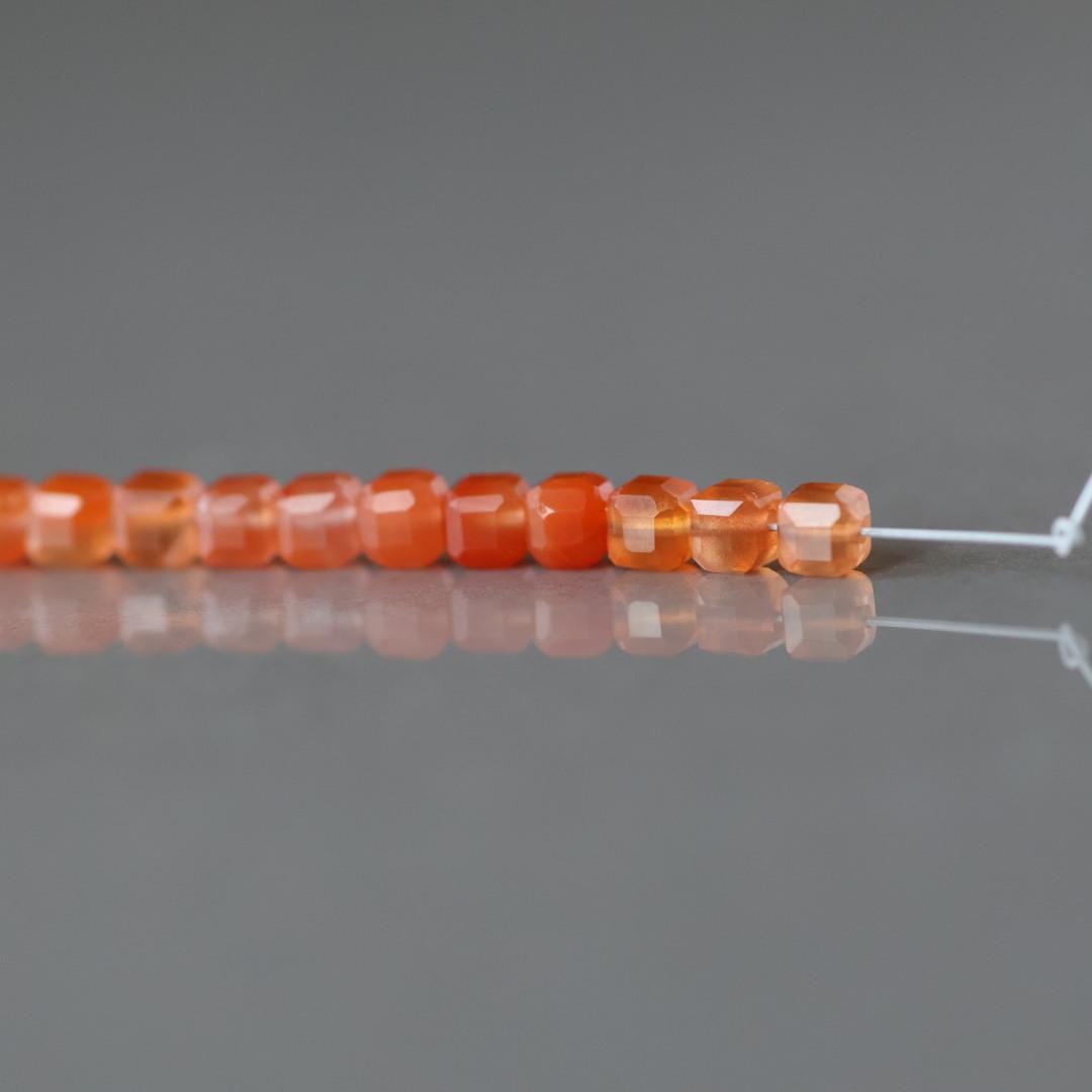 3mm Salmon Agate Cube Beads – Faceted Cube Micro Gemstone - 20 pcs