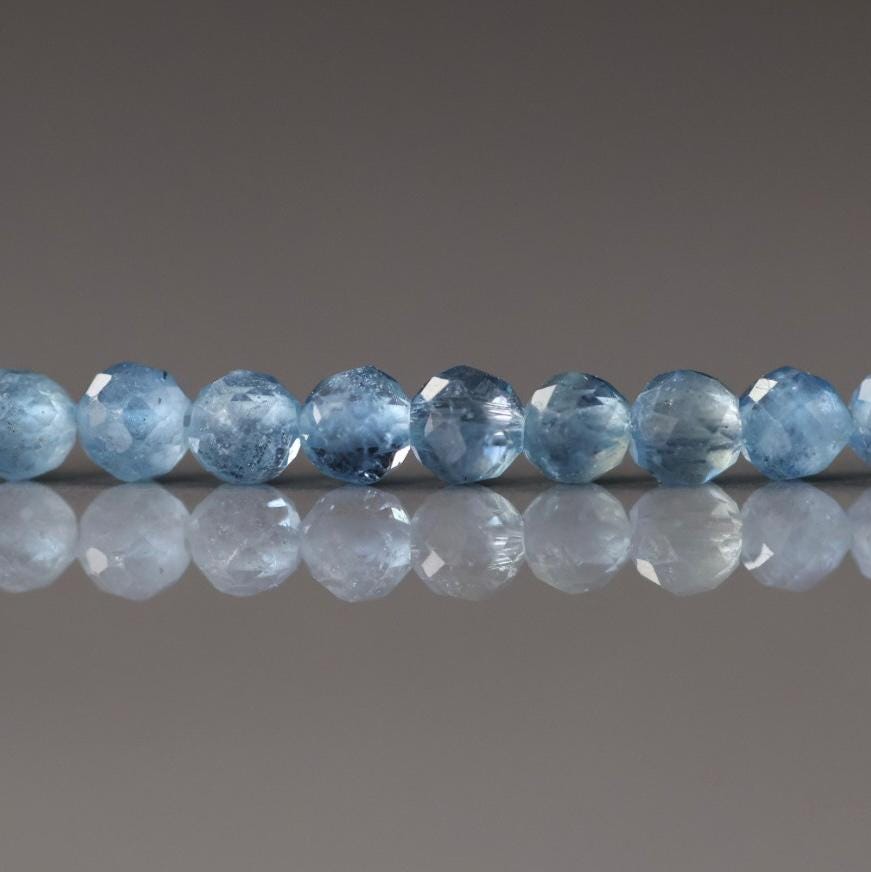 3mm Santa Maria Aquamarine Beads Faceted 12 PCs Natural Genuine Gemstone Beads for Jewelry Making Craft Gift Beads March Birthstone