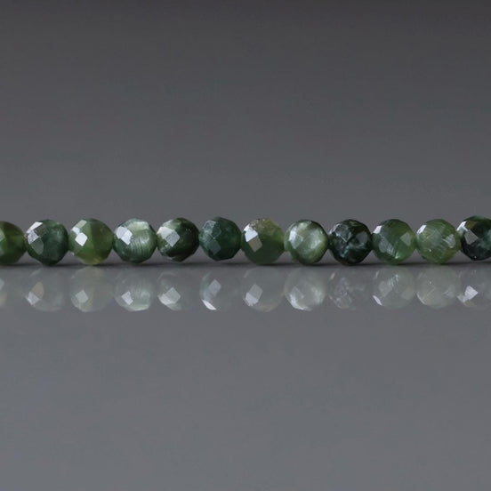 3mm Seraphinite Beads – Faceted Round Micro Gemstone 15" Strand