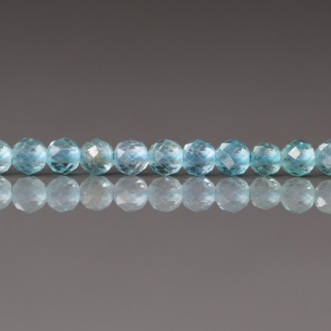 3mm Sky Blue Apatite Beads ‚Äì Faceted Round Micro Gemstone 15" Strand