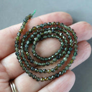 3mm Smoky Green Tourmaline Micro Faceted Beads 15