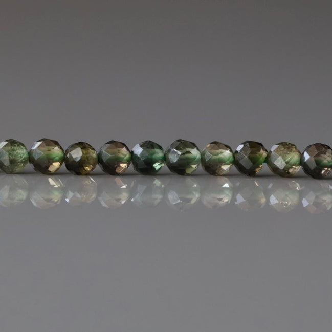 3mm Smoky Green Tourmaline Micro Faceted Beads 15" Green Sparkly Gemstone Beads for Jewelry Making Beading Gift Crafter October Birthstone