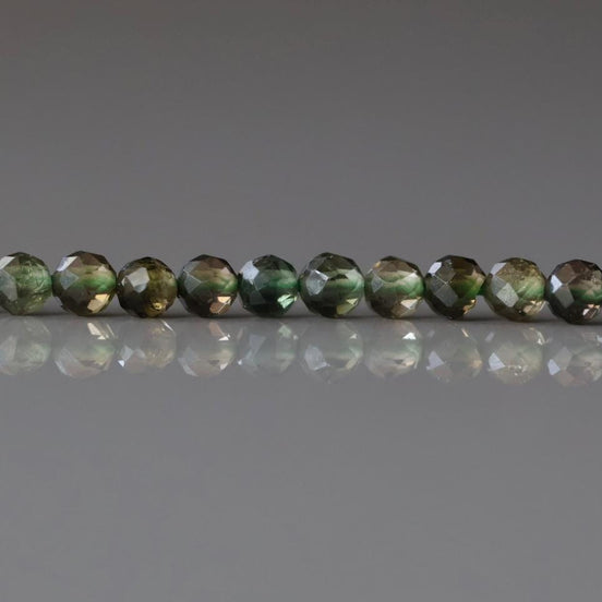 3mm Smoky Green Tourmaline Micro Faceted Beads 15" Green Sparkly Gemstone Beads for Jewelry Making Beading Gift Crafter October Birthstone