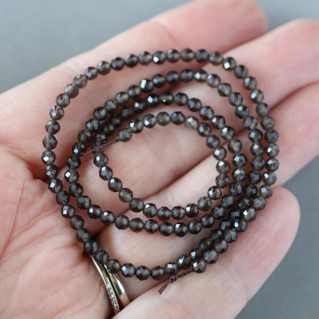 3mm AAA Smoky Quartz Micro Faceted Beads Genuine Beads 15" Sparkly Smoky Quartz Gemstone Beads Beading Crafter Gift