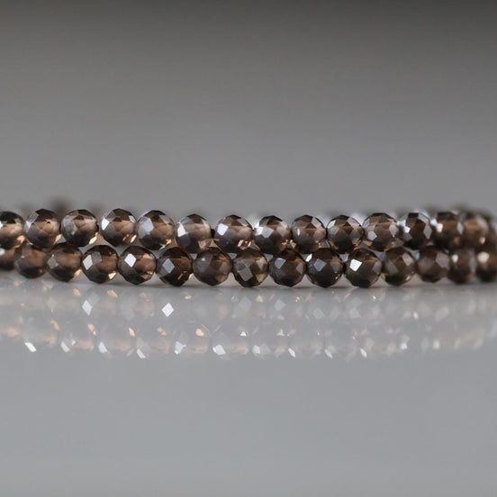 3mm AAA Smoky Quartz Micro Faceted Beads Genuine Beads 15" Sparkly Smoky Quartz Gemstone Beads Beading Crafter Gift