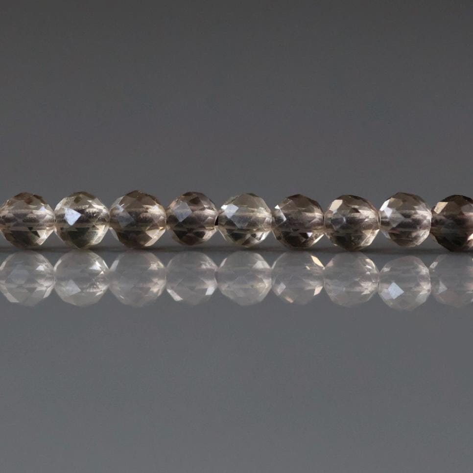 3mm Smoky Quartz Beads - Faceted Round Micro Gemstone 15" Strand