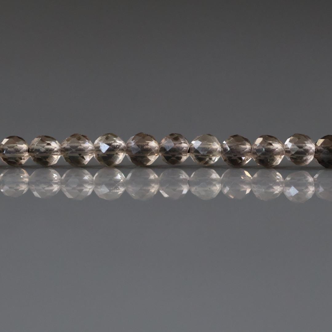 3mm Smoky Quartz Beads - Faceted Round Micro Gemstone 15" Strand