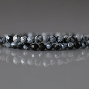 3mm Snowflake Obsidian Beads Faceted Black White Obsidian Genuine Beads 15