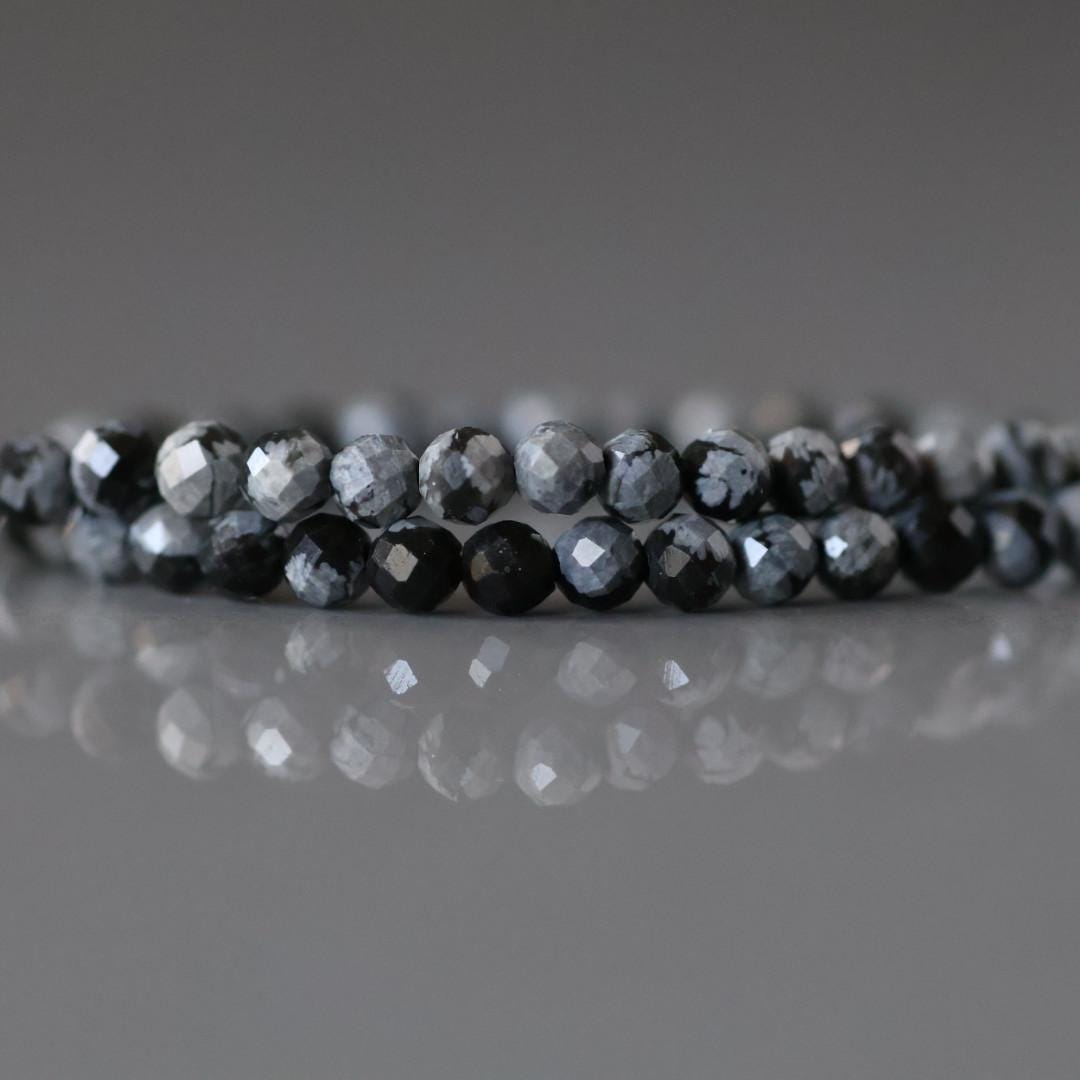 3mm Snowflake Obsidian Beads Faceted Black White Obsidian Genuine Beads 15" Gemstone Beads Beading Crafter Gift DIY Jewelry Making