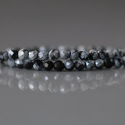 3mm Snowflake Obsidian Beads - Faceted Round Micro Gemstone 15