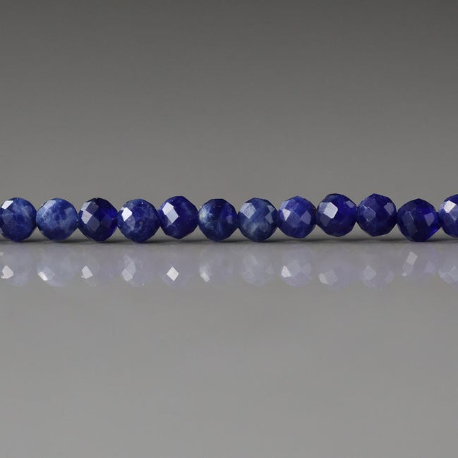3mm Sodalite Faceted Beads 15" Marine Blue Sodalite Genuine Gemstone Beads for Jewelry Making Beading Craft Gift Beads