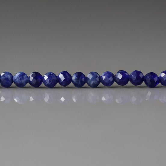 3mm Sodalite Faceted Beads 15" Marine Blue Sodalite Genuine Gemstone Beads for Jewelry Making Beading Craft Gift Beads