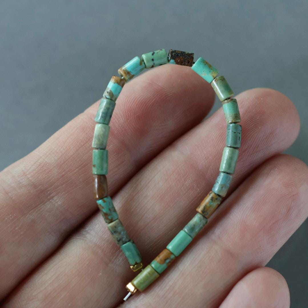 3mm Sonora Elys Turquoise Tube Beads 4” Natural Mexican Turquoise Genuine Gemstone Beads for Jewelry Making Beading Craft Gift Beads