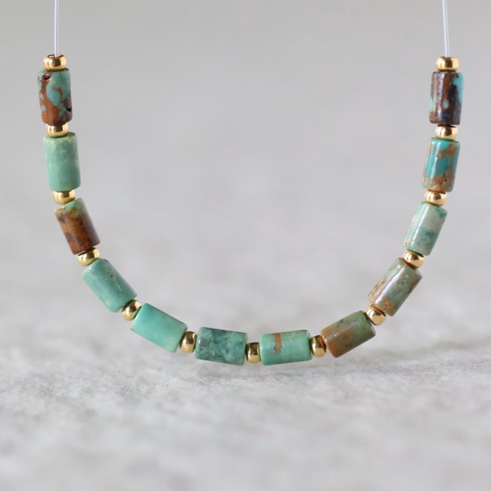 3mm Sonora Elys Turquoise Beads - Tube Micro Gemstone 4" Strand