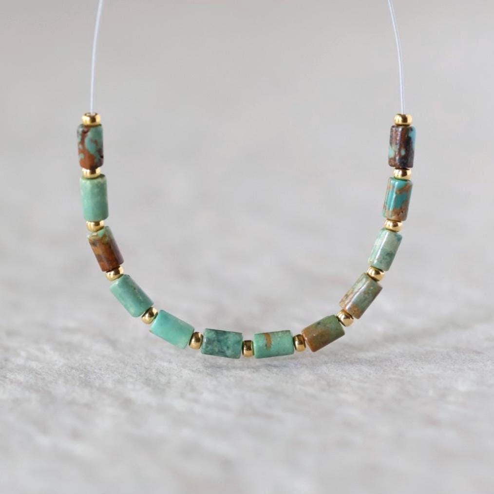 3mm Sonora Elys Turquoise Beads - Tube Micro Gemstone 4" Strand