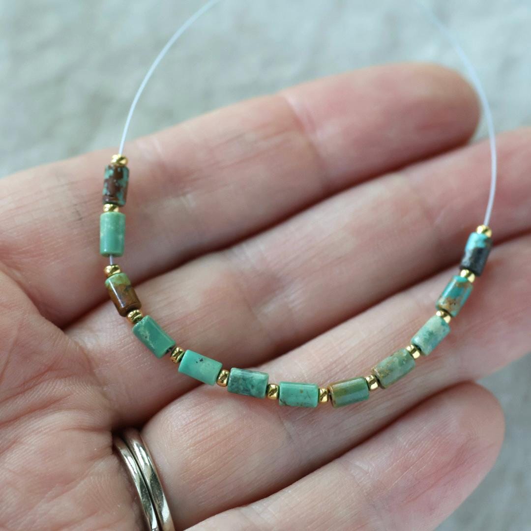 3mm Sonora Elys Turquoise Beads - Tube Micro Gemstone 4" Strand