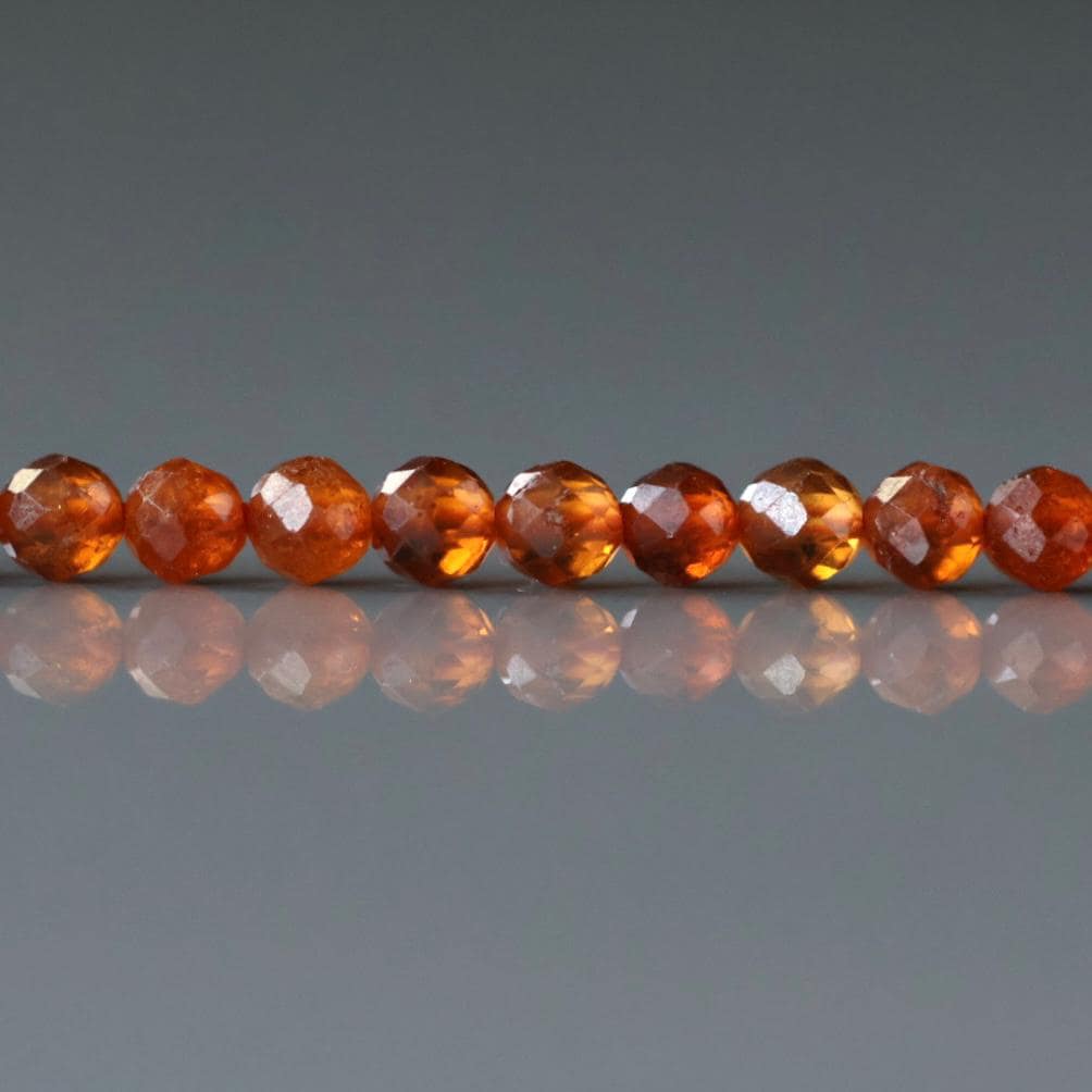 3mm Spessartine Garnet Beads – Faceted Round Micro Gemstone 15" Strand