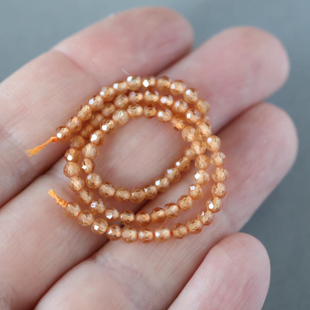3mm Spessartine Garnet Beads – Faceted Round Micro Gemstone 7" Strand