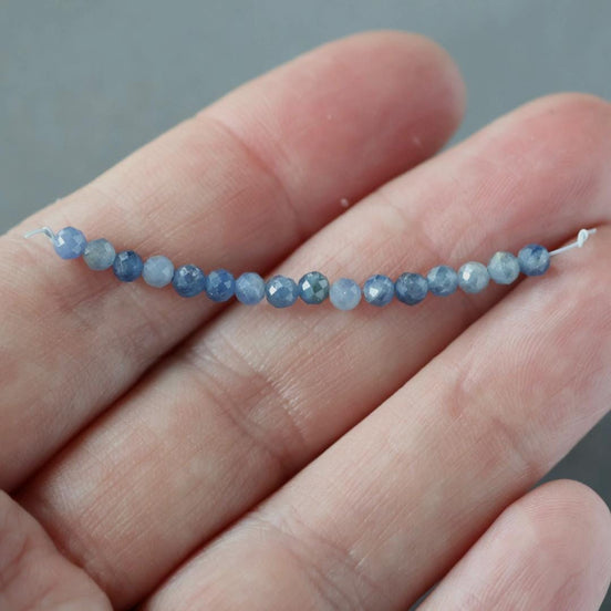 3mm Sri Lanka Sapphire Beads Faceted 16 PCs Medium Blue Sapphire Genuine Gemstone Beads Jewelry Making Craft Gift September Birthstone