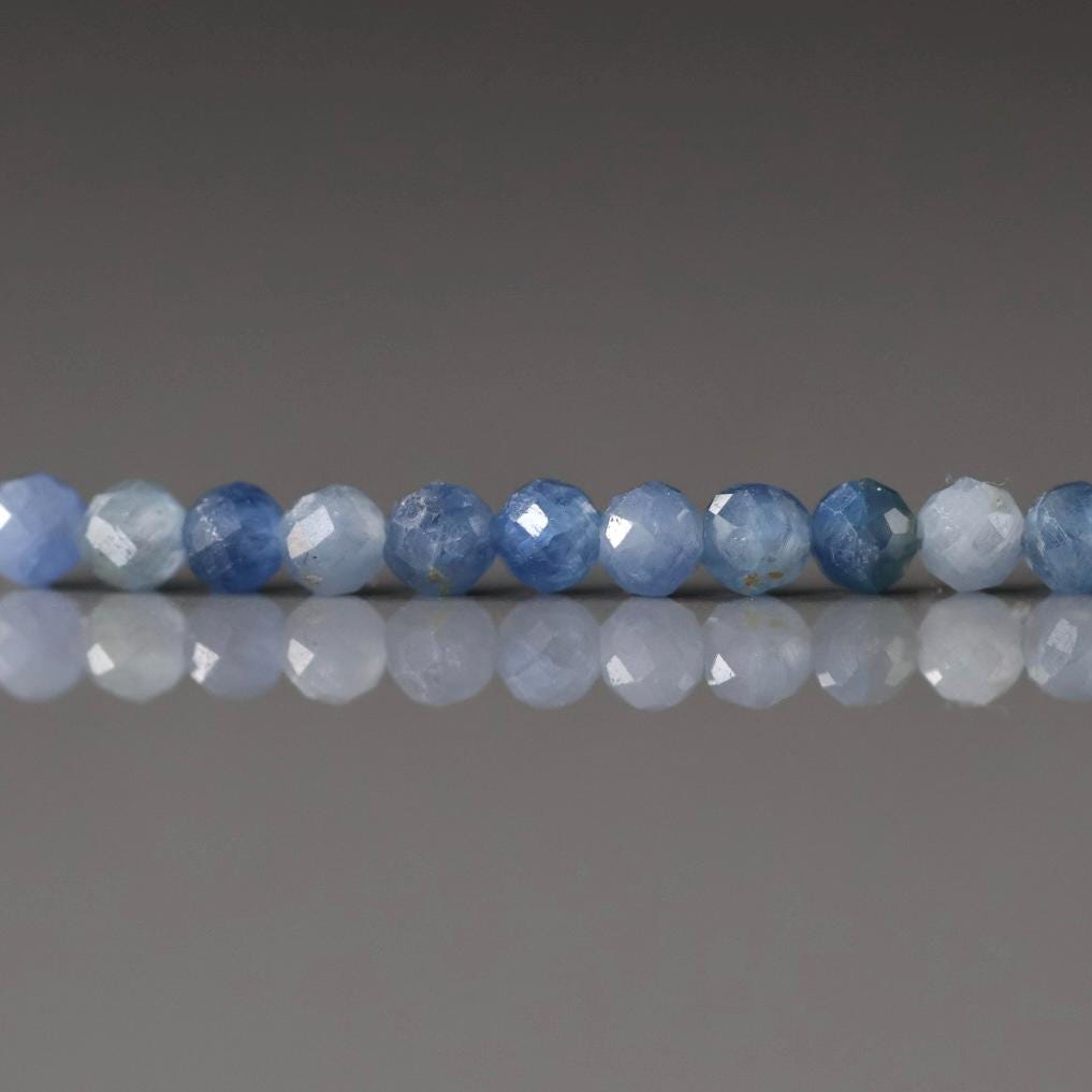 3mm Sri Lanka Sapphire Beads Faceted 16 PCs Medium Blue Sapphire Genuine Gemstone Beads Jewelry Making Craft Gift September Birthstone
