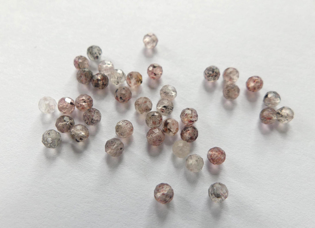 3mm Strawberry Quartz Micro Faceted Beads Genuine Quartz Beads 15" Sparkly Gemstone Beads for Jewelry Making Seed Beads