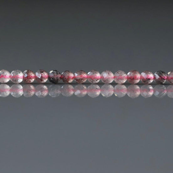 3mm Strawberry Quartz Micro Faceted Beads Genuine Quartz Beads 15" Sparkly Gemstone Beads for Jewelry Making Seed Beads