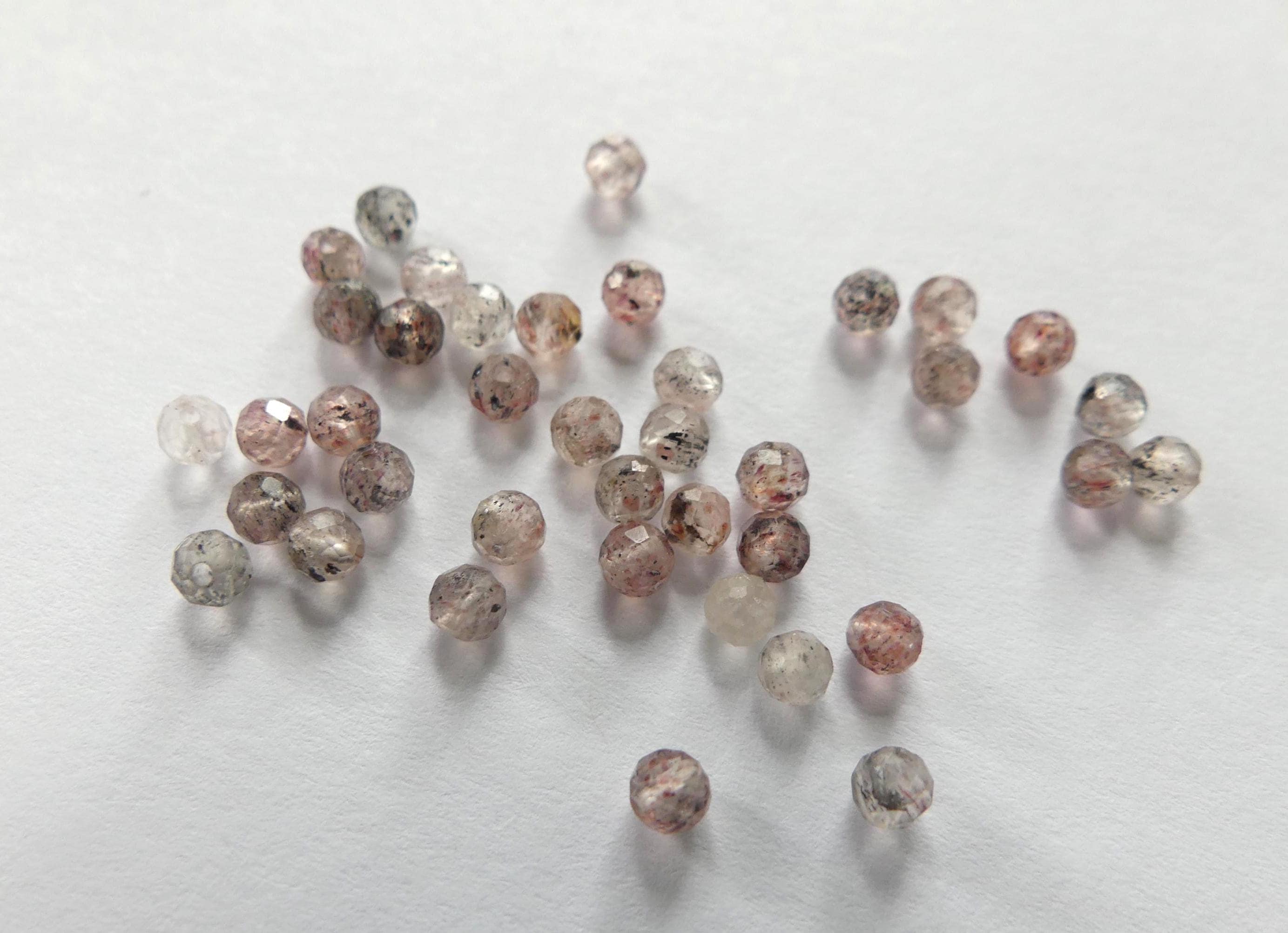 3mm Strawberry Quartz Beads – Faceted Round Micro Gemstone 15" Strand
