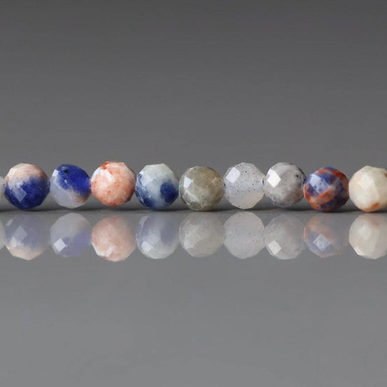3mm Sunset Sodalite Faceted Beads 15" Blue and Orange Sodalite Genuine Gemstone Beads for Jewelry Making Beading Craft Gift Beads