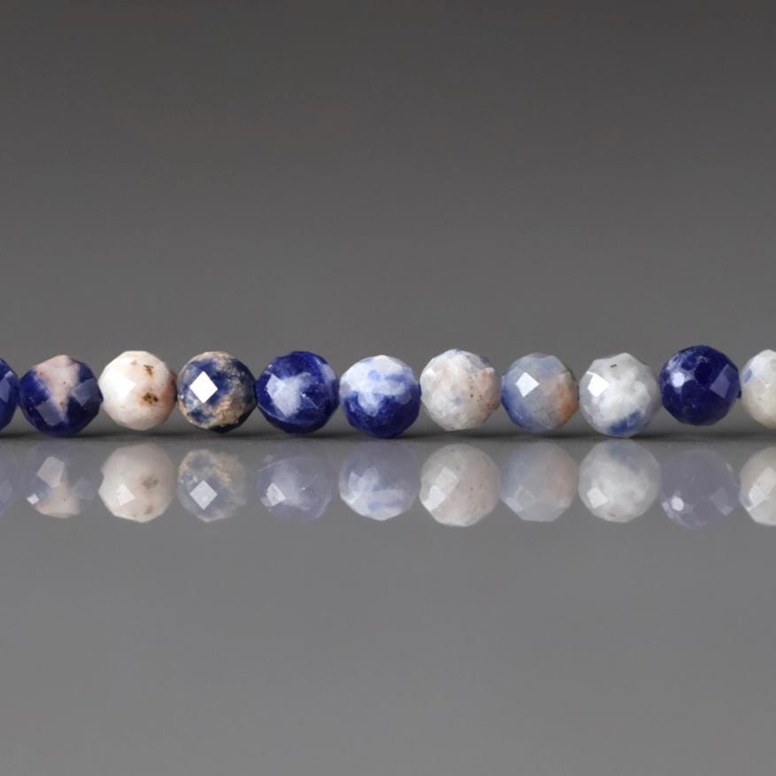 3mm Sunset Sodalite Beads ‚Äì Faceted Round Micro Gemstone 15" Strand