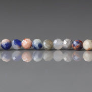 3mm Sunset Sodalite Beads ‚Äì Faceted Round Micro Gemstone 15