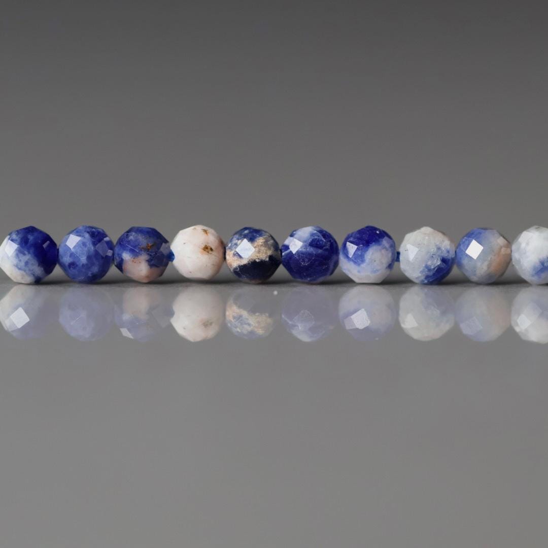 3mm Sunset Sodalite Beads ‚Äì Faceted Round Micro Gemstone 15" Strand
