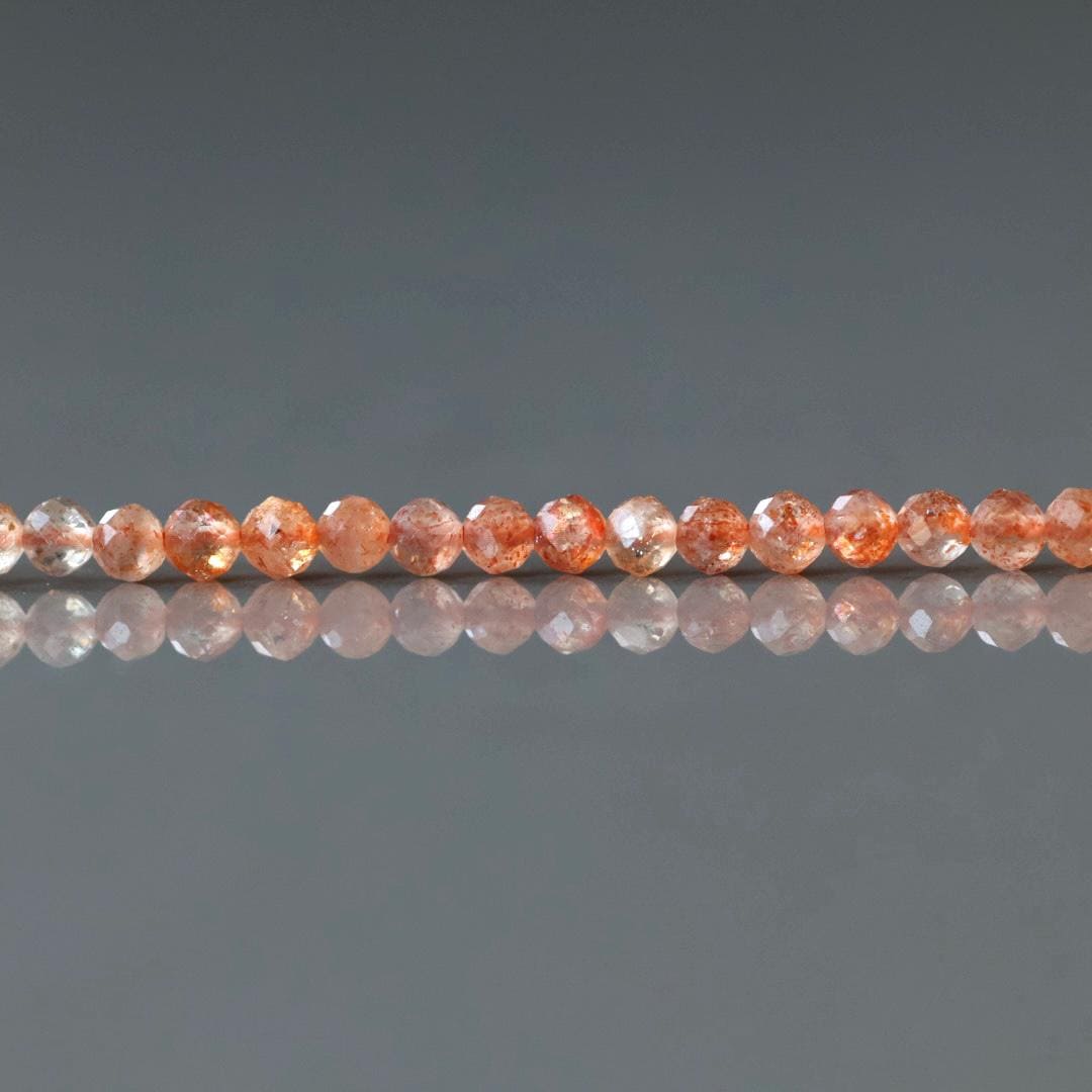 3mm Sunstone Beads ‚Äì Faceted Round Micro Gemstone 15" Strand