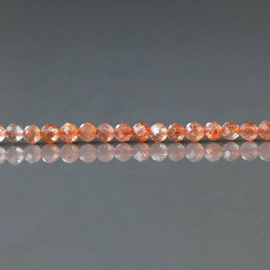 3mm Sunstone Beads ‚Äì Faceted Round Micro Gemstone 15" Strand