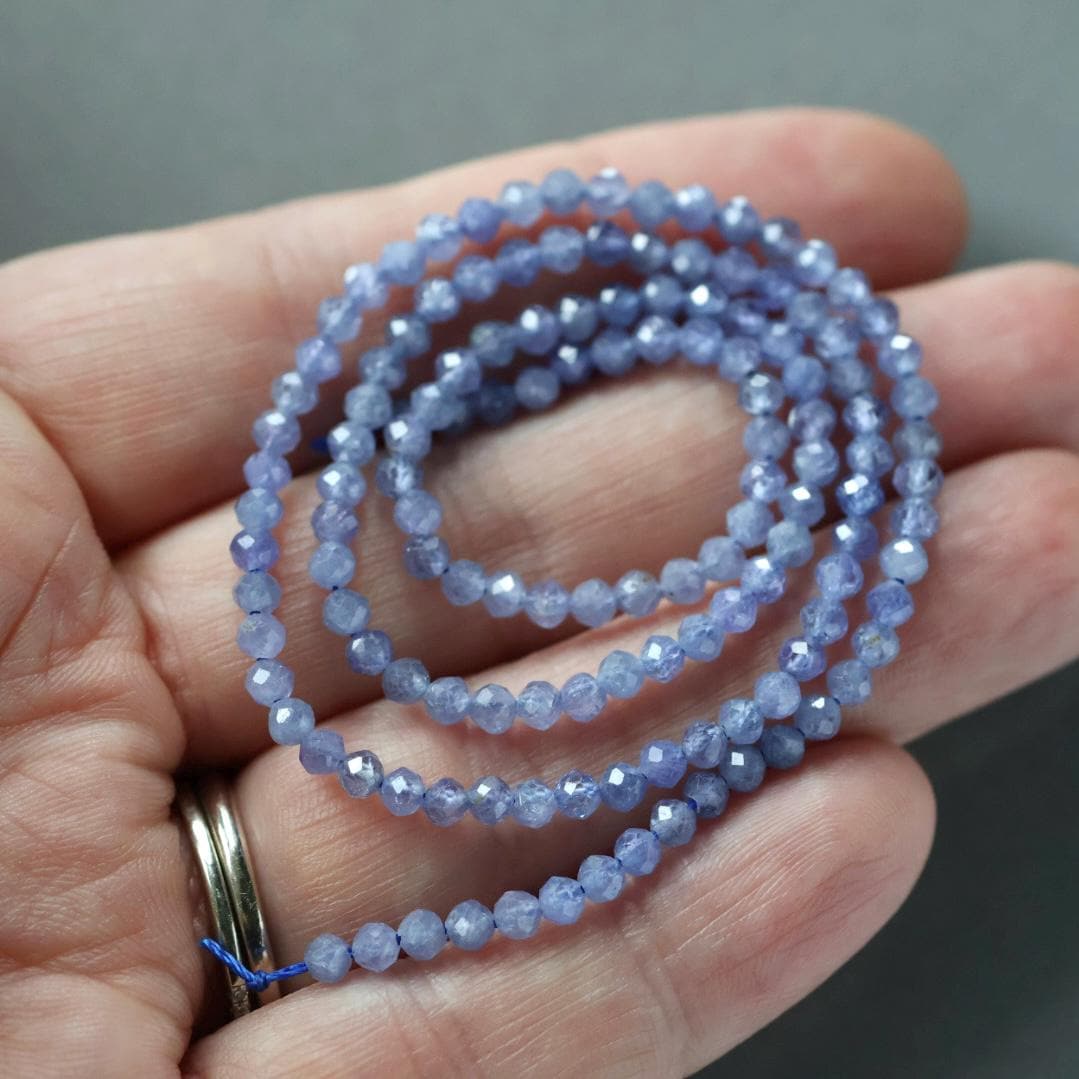 3mm Tanzanite Beads Micro Faceted Beads 15" Natural Tanzanite Gemstone Beads Beading Crafter Gift December Birthstone
