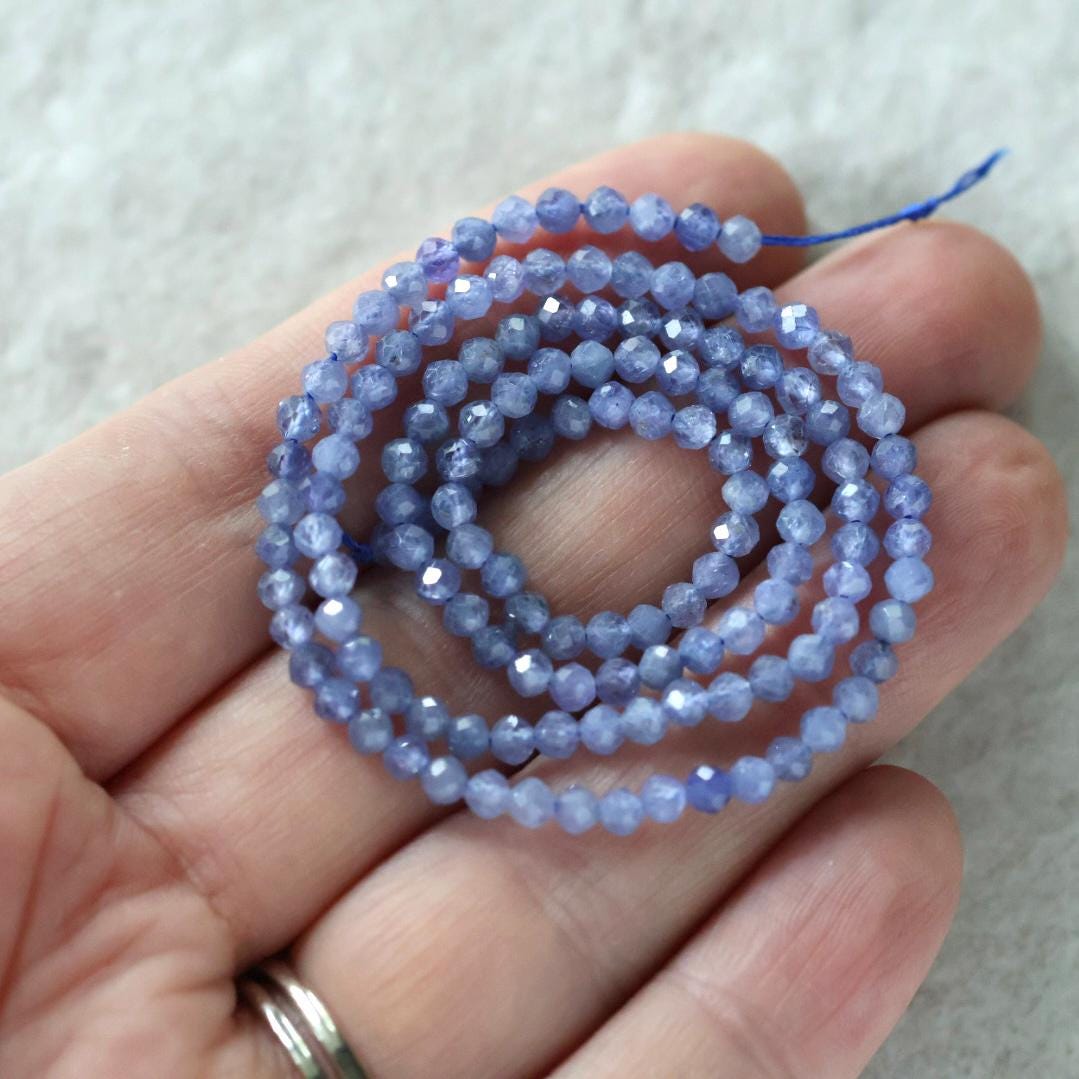 3mm Tanzanite Beads – Faceted Round Micro Gemstone 15" Strand