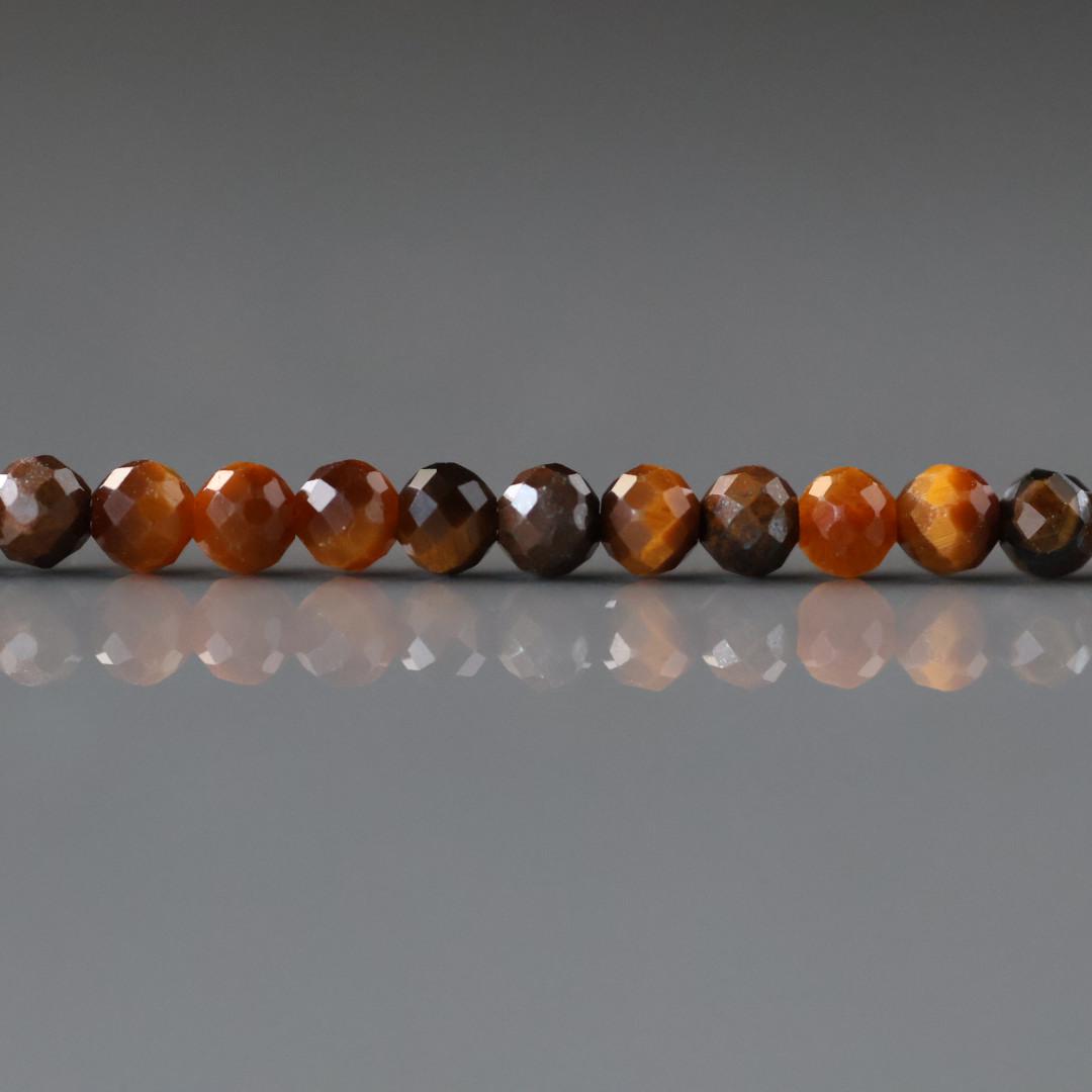3mm Tigers Eye Beads Faceted Tiger Eye Genuine Tiny Beads 15" Gemstone Beads for Jewelry Making Beading Craft Gift Seed Beads Brown