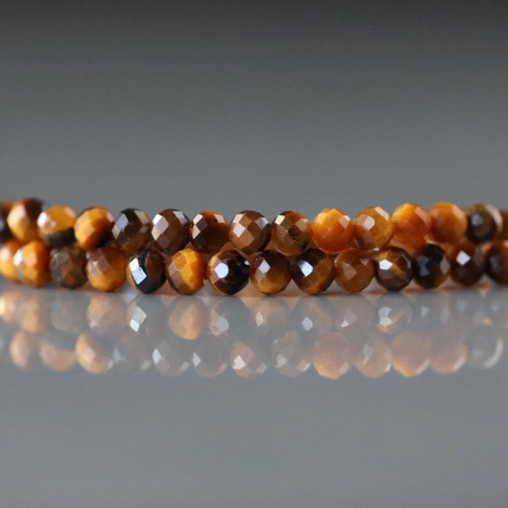 3mm Tiger's Eye Beads - Faceted Round Micro Gemstone 15" Strand