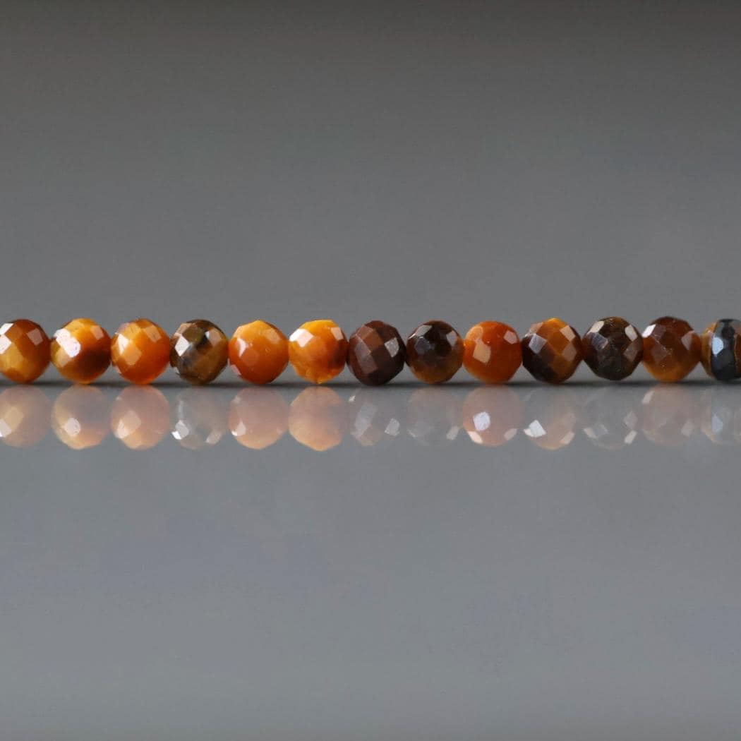3mm Tiger's Eye Beads - Faceted Round Micro Gemstone 15" Strand